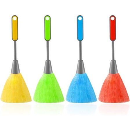 4 tastaturrensebørster, mini støvkost med håndtag, mikrofiber støvkost, støvfjernerbørste