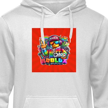Barn Hoodie Roblox Gamer Rainbow med färgglad figur och spelkontroll livlig och rolig design för gamingentusiaster