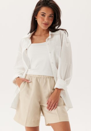 GANT - Rel Linen Blend Pull On Shorts - Putty - Kläder - - Bubbleroom