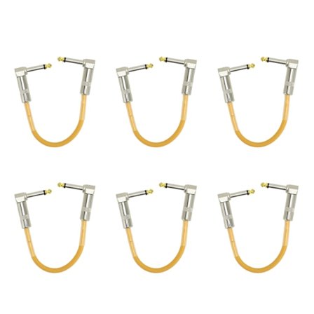 6 stk gitar patchkabel 6 tommer 6,35 mm rett vinkel lydkabel for effektpedal mikser forsterker elektriske gitarer basser gul