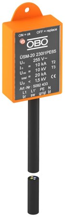 Obo Bettermann 5092433 Överspänningsskydd 16 A, Anslutningsdon & kablar