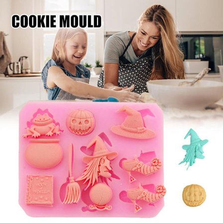 Halloween Cookie Cake Stencils DIY Tegneserie Cupcake Chokolade Silikoneforme Praktiske Køkkenbageværktøjer Pink