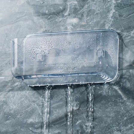 Liten dusj-/badeoppbevaringsveske i plast med håndtak for hybel, hylle, skap - Holder såpe, sjampo, balsam