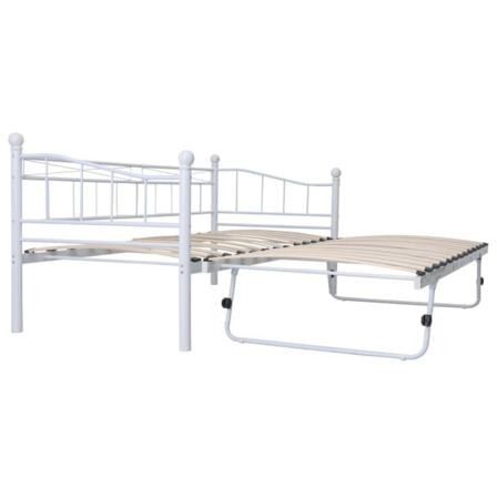 Vidaxl Sängram Vit Stål 180x200/90x200 Cm Vit