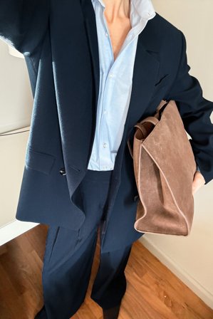 NA-KD Mid Waist Wide Leg Pants - Pantalon cigarette - Bleu Marine - EU 34