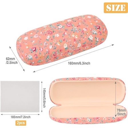 2-pakks Hardt bærbare brilleretui med blomstermønster i stoff