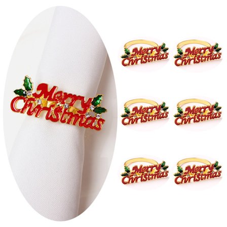 #6 Stykker Jule Serviettringer - God Jul, Unik Serviet #