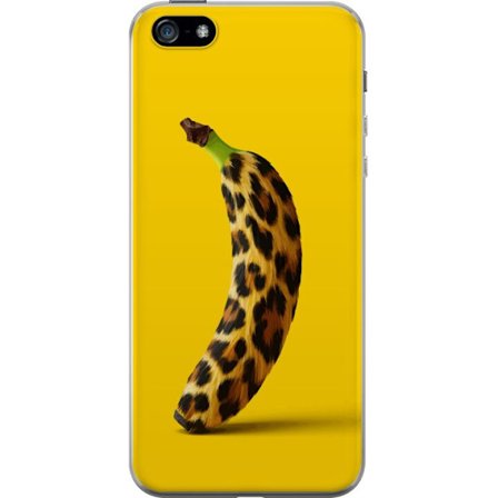 Kompatibelt Mobildeksel til Apple Apple iPhone 5 Banan med leopardmønster mot gult bakgrunn i en kreativ og leken design
