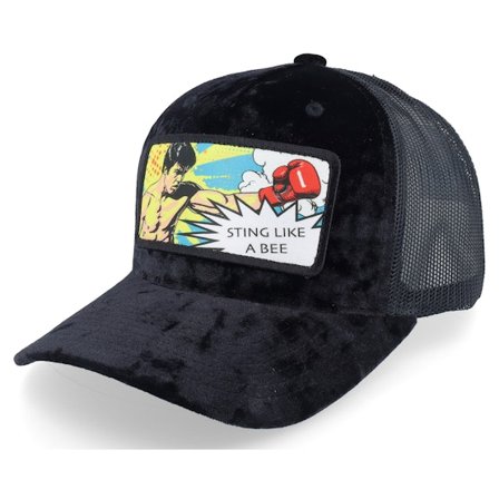 Calza Pennello - Black - trucker - Cap - Sting Like A Bee Pop Art Velvet Black A-Frame Trucker - Hatstore