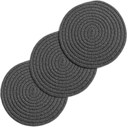 Grytlappsset i bomull (3-pack) - 20 cm värmebeständiga underlägg för kastruller, stekpannor och fat - Blå köksbänkskydd