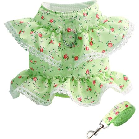 Hunde kjole vest vest, vår sommer kjæledyr blomst dress klær, søt valp suspender sele dress, valp blonder prinsesse kostyme for utendørs tur