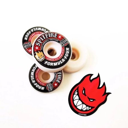 Et sett med Spitfire skateboardhjul 101D 99D, 52mm action elastiske rebound-hjul