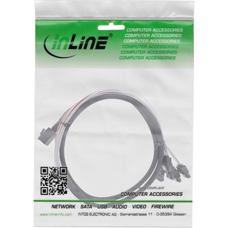 INLINE Mini SAS HD Cable SFF-8643 to 4x SATA + Sideband 1m