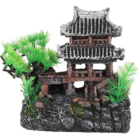 Akvariumhus Kunstig Harpiks Gammelt Hus Akvarium Landskapsfisk Reke Gjemmested Hule for Akvarium Ornament(A)