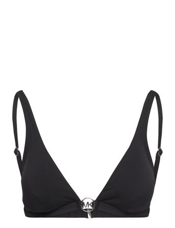 Iconic Solids Triangle Bikini Top Black Michael Kors Swimwear