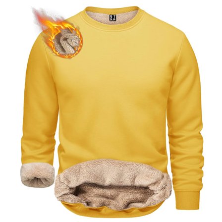 TACVASEN Vinter Tyk Fleece Crewneck Sweatshirt Herre Varm Sherpa Foret Kraftig Vinter Pullover Basic Toppe Skjorter Uden Hætte Hættetrøje