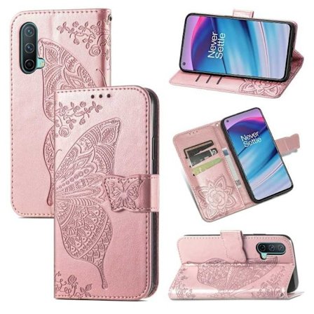 OnePlus Nord CE 5G lompakkokotelo PU-nahkainen 4-POCKET Motif Butterfly