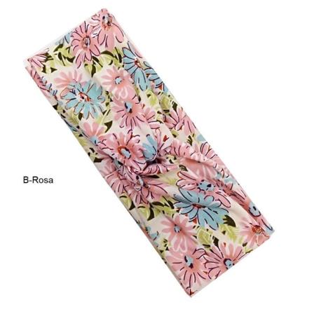 Handsydd Blommig Stretch Hårband (9 Färgval) B-rosa