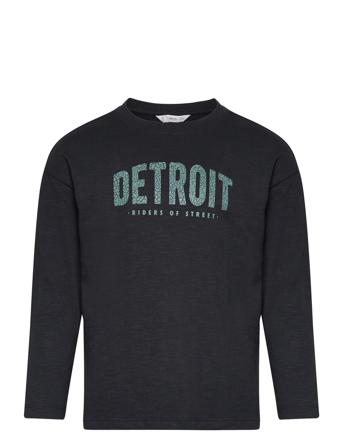 Printed Long Sleeve T-Shirt Sweat-shirt Genser Svart Mango*Betinget Tilbud