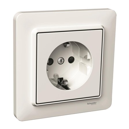 Schneider Electric Exxact Basic Vägguttag 1-vägs, jordat, vit, Strömbrytare & vägguttag