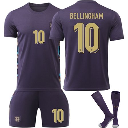 2024 EM England Away No.10 Jude Bellingham Trikot Fußballuniform Kinderset Größe: 18