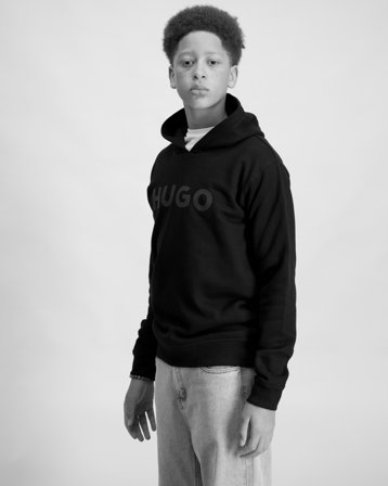 HUGO HOODED SWEATSHIRT Svart Huvtröjor/Hoodies Kille - Kids Brand Store