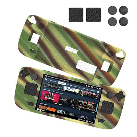 Blød silikonebeskyttende etui kompatibel med Steam Deck, med 4 tommelfingerhætter og 2 beskyttelsesklistermærker