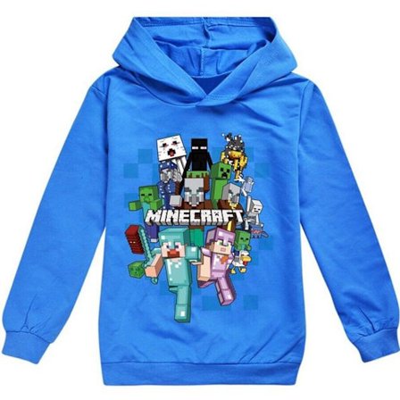 Minecraft Jumper Hoodie Sweatshirt med långa ärmar för barn, blå blue-FA-blue