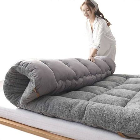 Futon-patja Sametti Rullaa Ylös Talvi Futon-patja, Japanilainen Taitettava Paksu Tatami-patja, Harmaa, Twin
