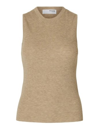 Slfingrid Sl Knit Top Beige Selected