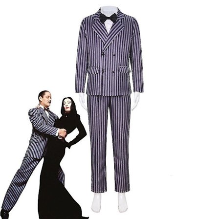 Onsdag Gomez Addams kostyme Stripete dress for menn Halloween karnevalsfest utkledning for voksne barn Z
