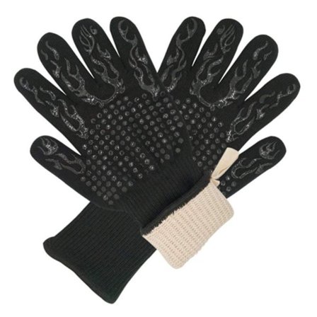 BBQ-handsker Varmebestandige handsker Grillhandsker Silikoneovn Handsker Køkkenhandsker til madlavning Bagning Sort