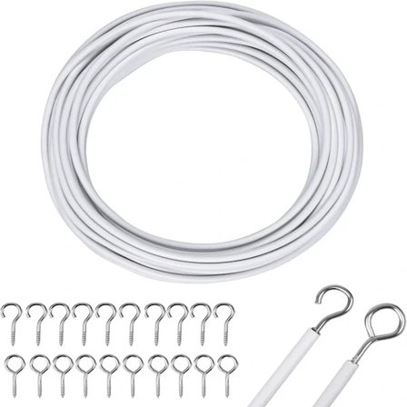 QU-Netgardin Wire 10M Gardin Wire Hvid Gardin Wire med Gardin, A