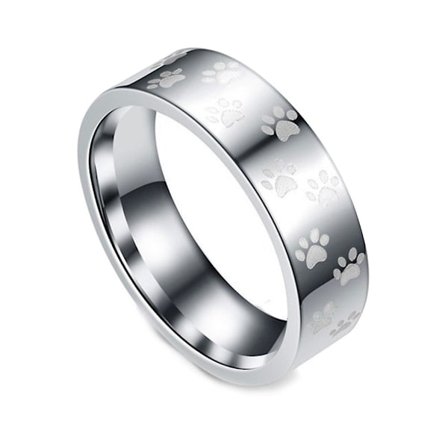 Mænd Kvinder Søde Dyr Pote Aftryk Titanium Stål Finger Ring Smykker Fødselsdag Gave