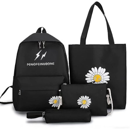 Kpop Nc G-dragon Daisy Bag 4-pack Väska Ryggsäck Axelväska Canvas Pennfodral Skolväska Axelväska Kpop Merchandise (svart) Svart -
