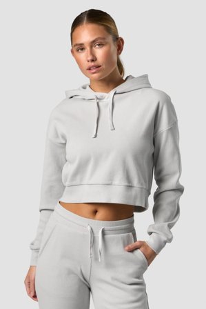 Recharge Cropped Hoodie Wmn Light Grey