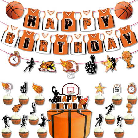 Basketboll Födelsedagsfest Dekorationer, Basketboll Tema Grattis På Födelsedagen Tillbehör, Tårtdekoration och Cupcake Toppers Födelsedag
