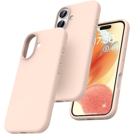 1 st Silikonskal för iPhone 16 6,1 tum, Flytande Silikon Flerfärgat Slim Silkeslen Mjuk Touch Anti-Rep, Rosa