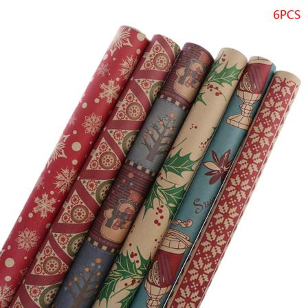 6stk Juleinnpakningspapir Gave Gavepose Pakking Snøflak Julenissedekor