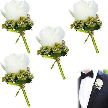 4 stk Bryllupsknapphull, Blomsterknapphull, Brudgom Mann Dress