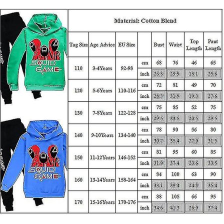 Squid Game Kids Sport Tracksuit Set Huppari Housut Outfit Clothes Z