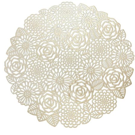 Set med 6 st bordsunderlägg för matbord Metalliska mattor Utskuren blommande ros Bordsunderlägg för bankettbröllopsaccent (Guld)