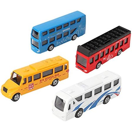 4 stk. 1:87 Skala Miniatyr Buss Leketøy Kjøretøy Trekk Tilbake Buss Modell Leker Trygge og Holdbare Gaver til Barn