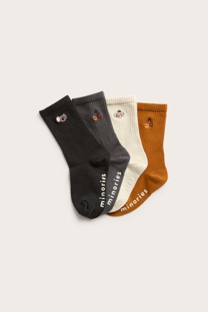 Kappahl | 4-pk. sokker med brodering | Brun