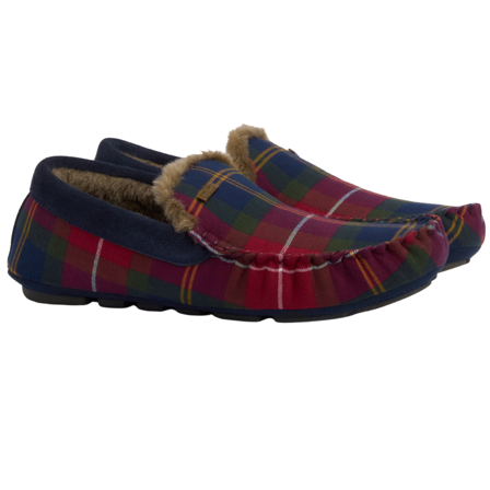 Barbour M's Monty Moccasin Slipper Winterberry Tartan
