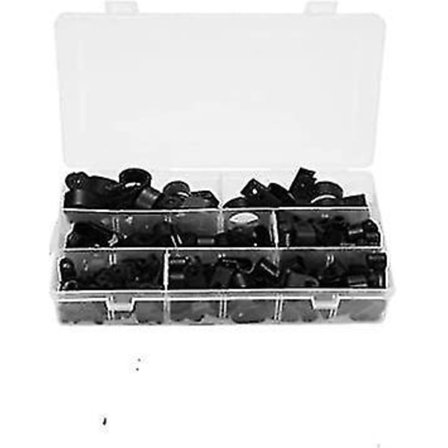 200 stk Sorte Nylon R-klips Kabelklemmer Sortiment 6 Størrelser
