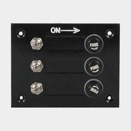 Switch panel / fuse panel, 12 V, 10 A, 3 switches