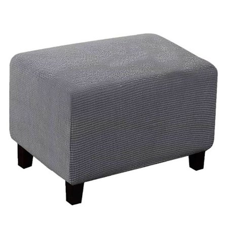Mjuk Polyester Stretch Rutig Jacquard Ottoman Överdrag Modern Rektangulär Fotpall