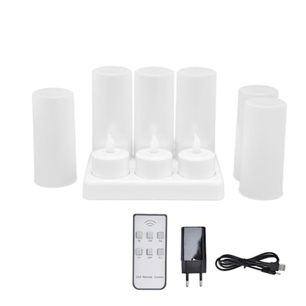 Flammeløse LED fyrfadslys Genanvendelig elektrisk falsk lys til bryllupsfest bord spisestue 100-240V EU-stik