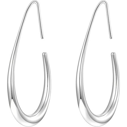 Lätta örhängen i droppform för kvinnor - Guld/vitt guld genom örhängen Högpolerade smycken Present